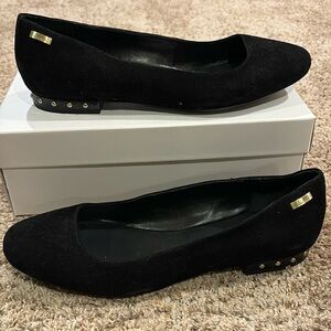 Black Calvin Klein slip-on suede flats, size 10